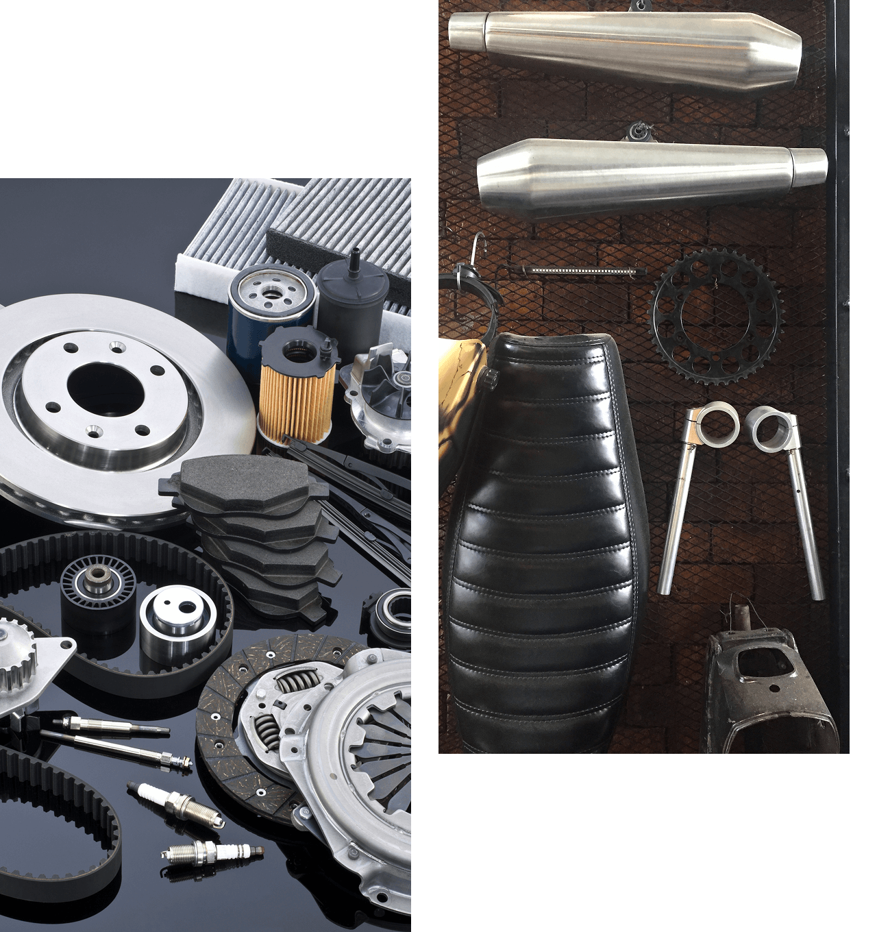 Motorcycle parts and accessories display