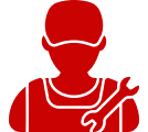 Red mechanic icon with wrench